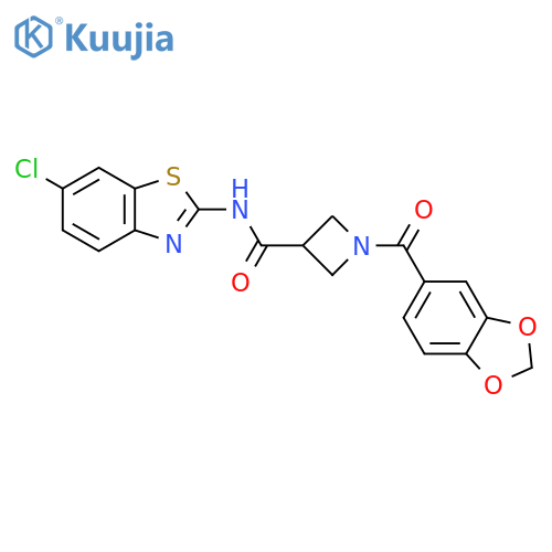 1-(2H-1,3-benzodioxole-5-carbonyl)-N-(6-chloro-1,3-benzothiazol-2-yl)azetidine-3-carboxamide structure