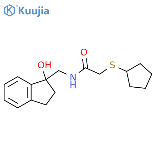 2-(cyclopentylsulfanyl)-N-(1-hydroxy-2,3-dihydro-1H-inden-1-yl)methylacetamide structure