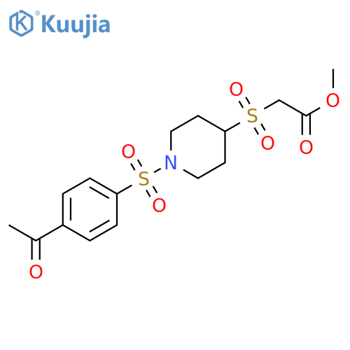 methyl 2-{1-(4-acetylbenzenesulfonyl)piperidin-4-ylsulfonyl}acetate structure
