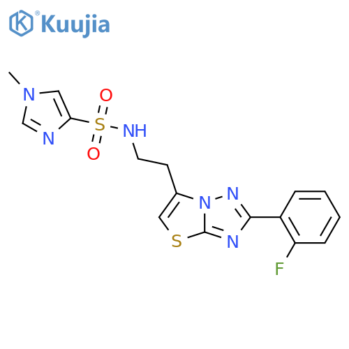 N-{2-2-(2-fluorophenyl)-1,2,4triazolo3,2-b1,3thiazol-6-ylethyl}-1-methyl-1H-imidazole-4-sulfonamide structure
