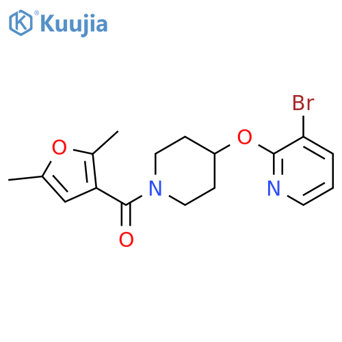 3-bromo-2-{[1-(2,5-dimethylfuran-3-carbonyl)piperidin-4-yl]oxy}pyridine structure