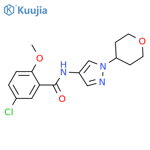 5-chloro-2-methoxy-N-[1-(oxan-4-yl)pyrazol-4-yl]benzamide structure