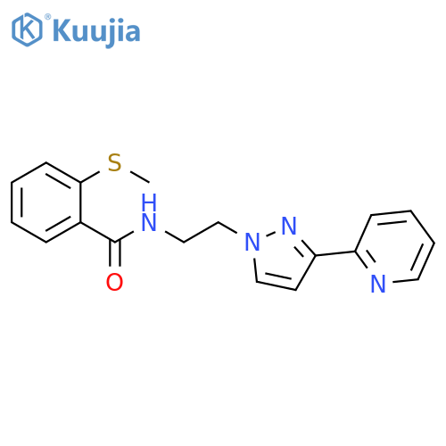 2-(methylsulfanyl)-N-{2-3-(pyridin-2-yl)-1H-pyrazol-1-ylethyl}benzamide structure