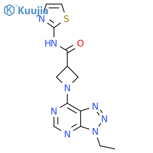 1-{3-ethyl-3H-[1,2,3]triazolo[4,5-d]pyrimidin-7-yl}-N-(1,3-thiazol-2-yl)azetidine-3-carboxamide structure