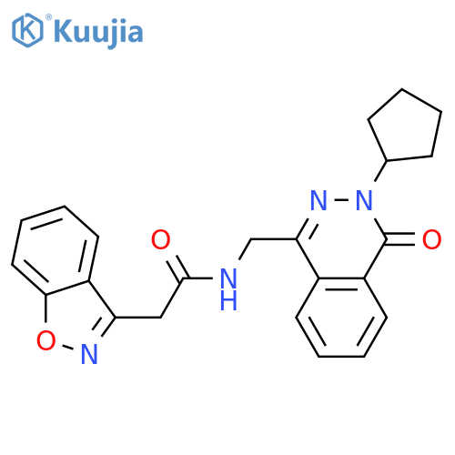 2-(1,2-benzoxazol-3-yl)-N-[(3-cyclopentyl-4-oxo-3,4-dihydrophthalazin-1-yl)methyl]acetamide structure
