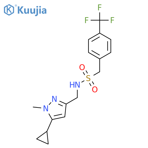 N-[(5-cyclopropyl-1-methyl-1H-pyrazol-3-yl)methyl]-1-[4-(trifluoromethyl)phenyl]methanesulfonamide structure