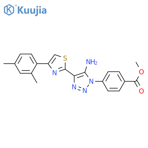 methyl 4-{5-amino-4-4-(2,4-dimethylphenyl)-1,3-thiazol-2-yl-1H-1,2,3-triazol-1-yl}benzoate structure