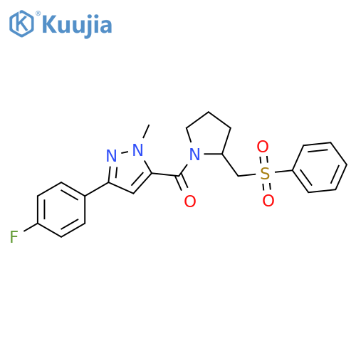 5-{2-(benzenesulfonyl)methylpyrrolidine-1-carbonyl}-3-(4-fluorophenyl)-1-methyl-1H-pyrazole structure