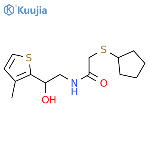 2-(cyclopentylsulfanyl)-N-2-hydroxy-2-(3-methylthiophen-2-yl)ethylacetamide structure