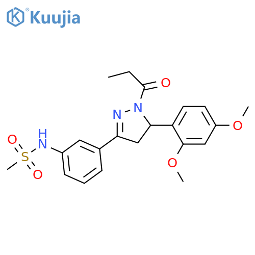 N-{3-[5-(2,4-dimethoxyphenyl)-1-propanoyl-4,5-dihydro-1H-pyrazol-3-yl]phenyl}methanesulfonamide structure
