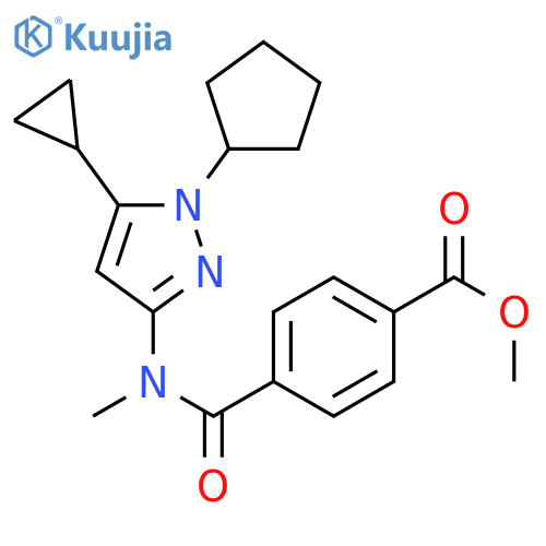 methyl 4-{(1-cyclopentyl-5-cyclopropyl-1H-pyrazol-3-yl)methylcarbamoyl}benzoate structure