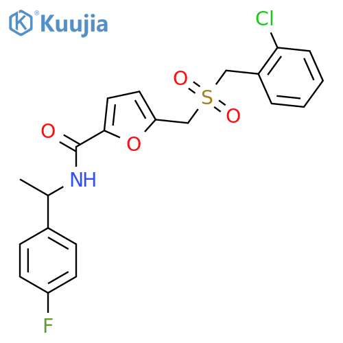 5-{(2-chlorophenyl)methanesulfonylmethyl}-N-1-(4-fluorophenyl)ethylfuran-2-carboxamide structure