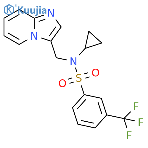 N-cyclopropyl-N-({imidazo[1,2-a]pyridin-3-yl}methyl)-3-(trifluoromethyl)benzene-1-sulfonamide structure