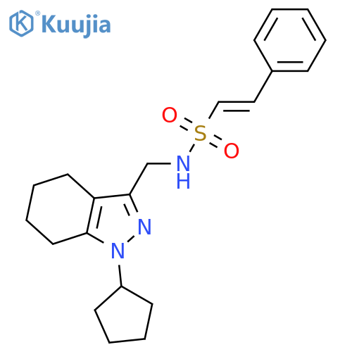 (E)-N-(1-cyclopentyl-4,5,6,7-tetrahydro-1H-indazol-3-yl)methyl-2-phenylethene-1-sulfonamide structure