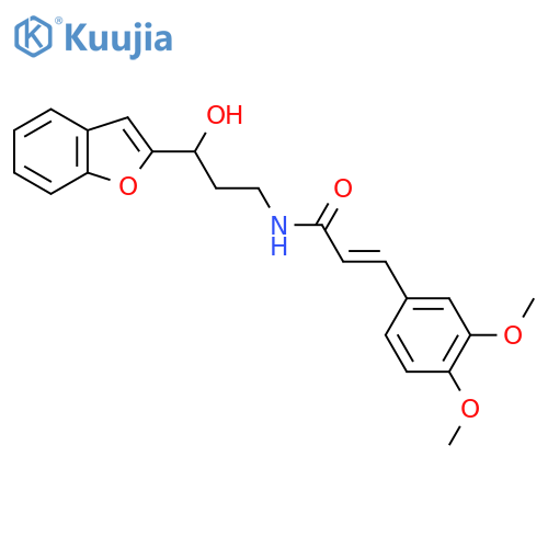 (2E)-N-3-(1-benzofuran-2-yl)-3-hydroxypropyl-3-(3,4-dimethoxyphenyl)prop-2-enamide structure