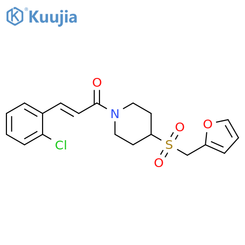 (2E)-3-(2-chlorophenyl)-1-{4-(furan-2-yl)methanesulfonylpiperidin-1-yl}prop-2-en-1-one structure