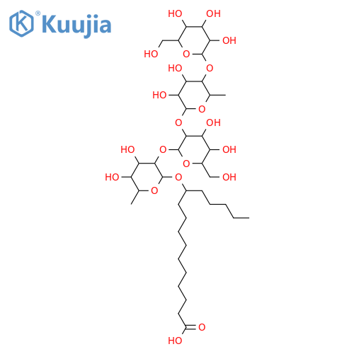 Hexadecanoic acid, 11-[(O-β-D-glucopyranosyl-(1→4)-O-6-deoxy-α-L-mannopyranosyl-(1→2)-O-β-D-glucopyranosyl-(1→2)-6-deoxy-β-D-glucopyranosyl)oxy]-, (11S)- (9CI) structure