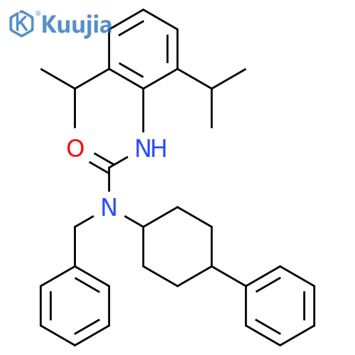 Urea,N'-[2,6-bis(1-methylethyl)phenyl]-N-(4-phenylcyclohexyl)-N-(phenylmethyl)-,trans- (9CI) structure