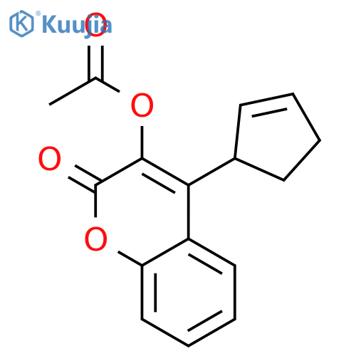 2H-1-Benzopyran-2-one, 3-(acetyloxy)-4-(2-cyclopenten-1-yl)- structure