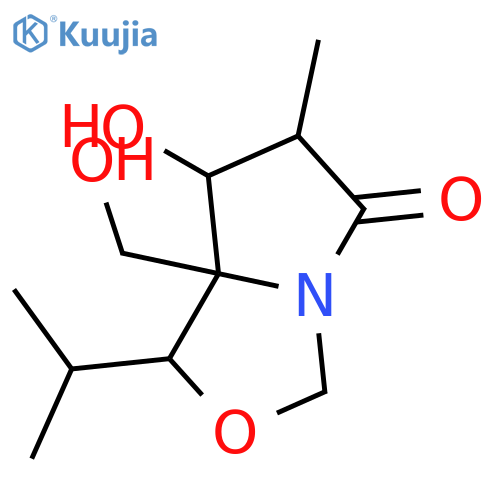 (3R,4S,5R,6S)-1-Aza-4-hydroxy-5-hydroxymethyl-6-isopropyl-3-methyl-7-oxabicycl3.3.0octan-2-one structure