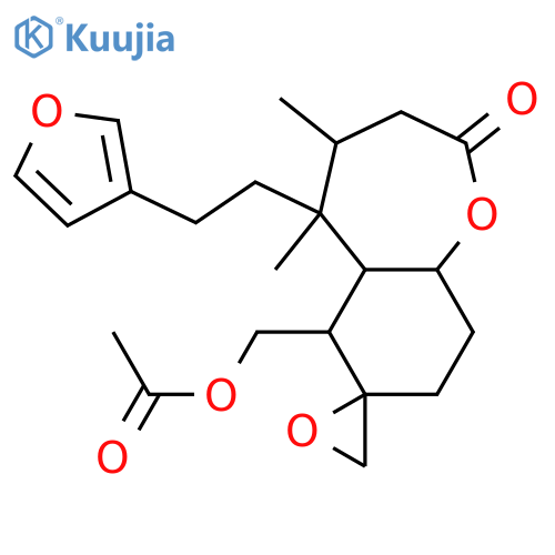 Spiro[1-benzoxepin-7(6H),2'-oxiran]-2(3H)-one,6-[(acetyloxy)methyl]-5-[2-(3-furanyl)ethyl]hexahydro-4,5-dimethyl-,(2'R,4R,5S,5aS,6R,9aS)- structure