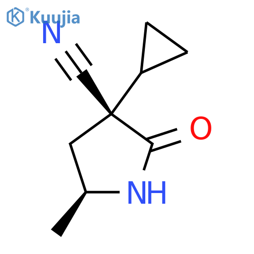 (3R,5S)-3-cyclopropyl-5-methyl-2-oxo-pyrrolidine-3-carbonitrile structure
