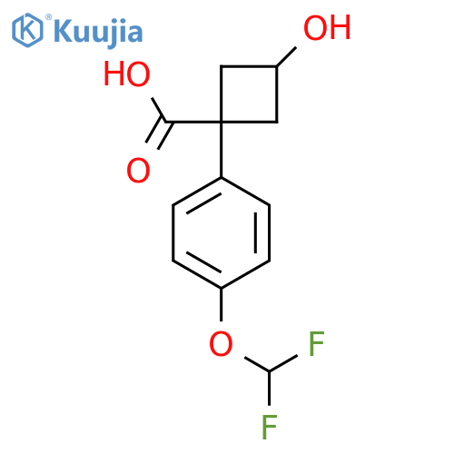 1-4-(difluoromethoxy)phenyl-3-hydroxycyclobutane-1-carboxylic acid structure