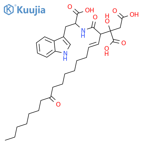 D-erythro-Pentonicacid,3-C-carboxy-5-[[(1S)-1-carboxy-2-(1H-indol-3-yl)ethyl]amino]-2,4,5-trideoxy-5-oxo-4-[(1E)-9-oxo-1-hexadecenyl]-(9CI) structure