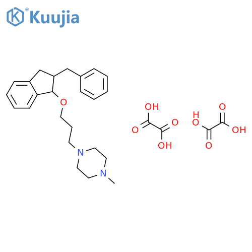 1-(3-{[(1S,2R)-2-benzyl-2,3-dihydro-1H-inden-1-yl]oxy}propyl)-4-methylpiperazine ethanedioate (1:2) structure