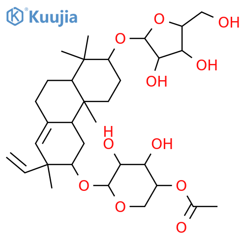 α-L-Arabinofuranoside, (2R,4aS,4bR,6S,7R,10aS)-6-[(4-O-acetyl-β-D-xylopyranosyl)oxy]-7-ethenyl-1,2,3,4,4a,4b,5,6,7,9,10,10a-dodecahydro-1,1,4a,7-tetramethyl-2-phenanthrenyl (9CI) structure