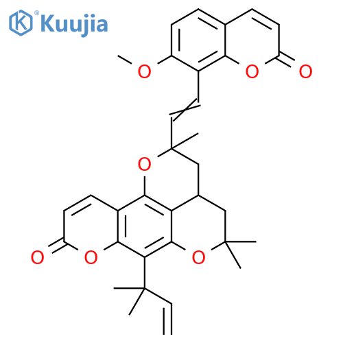 2H,9H-Dipyrano[4,3,2-de:3',2'-g][1]benzopyran-9-one, 7-(1,1-dimethyl-2-propenyl)-3,3a,4,5-tetrahydro-2-[2-(7-methoxy-2-oxo-2H-1-benzopyran-8-yl)ethenyl]-2,5,5-trimethyl- (9CI) structure