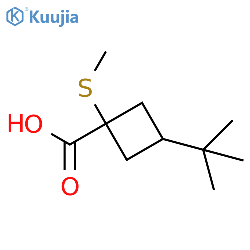 3-tert-Butyl-1-(methylsulfanyl)cyclobutane-1-carboxylic acid structure