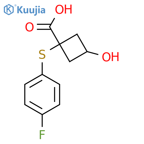1-[(4-Fluorophenyl)sulfanyl]-3-hydroxycyclobutane-1-carboxylic acid structure