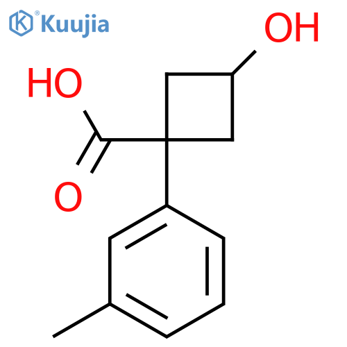 3-Hydroxy-1-(3-methylphenyl)cyclobutane-1-carboxylic acid structure