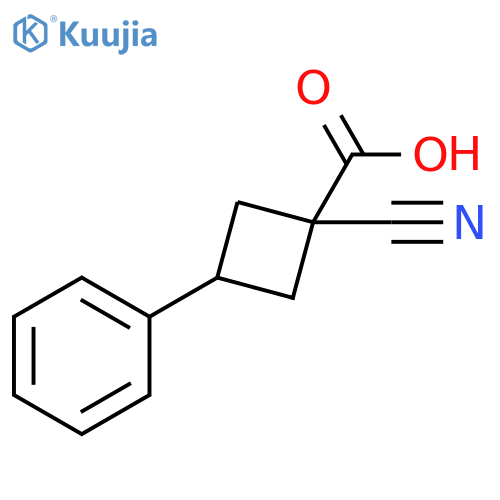 1-cyano-3-phenylcyclobutane-1-carboxylic acid structure