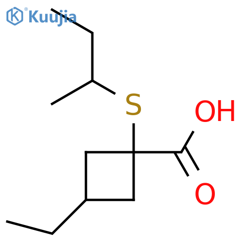 1-(butan-2-ylsulfanyl)-3-ethylcyclobutane-1-carboxylic acid structure