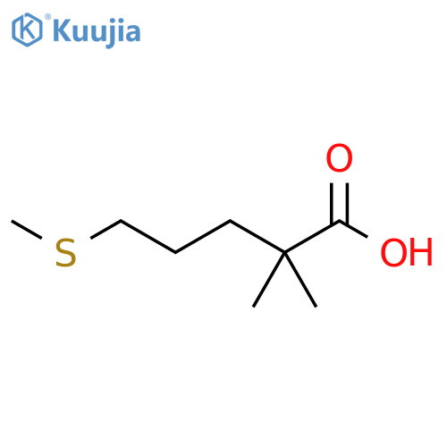 2,2-dimethyl-5-(methylsulfanyl)pentanoic acid structure