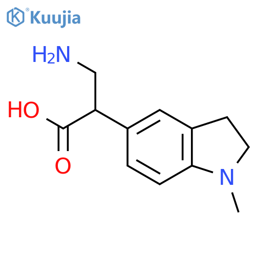 3-amino-2-(1-methyl-2,3-dihydro-1H-indol-5-yl)propanoic acid structure