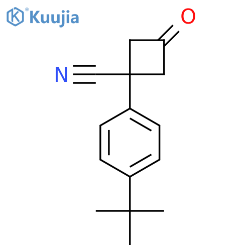 1-(4-tert-butylphenyl)-3-oxocyclobutane-1-carbonitrile structure