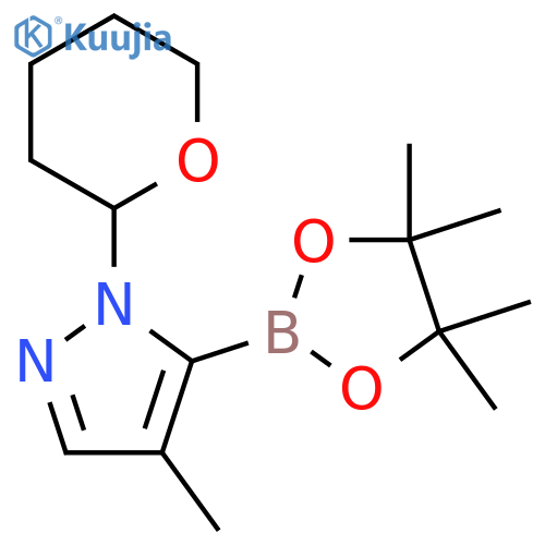 4-methyl-1-(oxan-2-yl)-5-(tetramethyl-1,3,2-dioxaborolan-2-yl)-1H-pyrazole structure