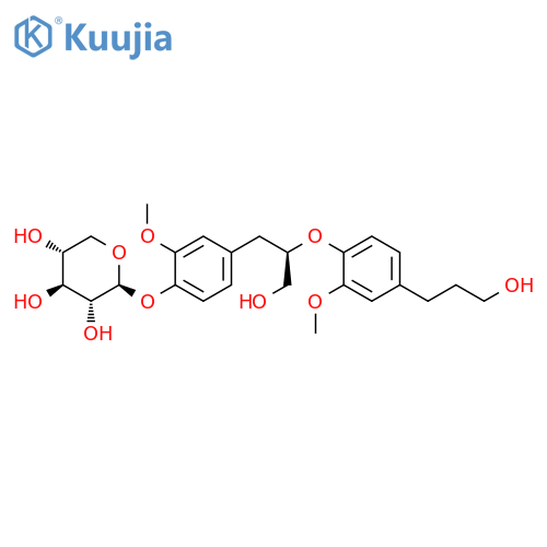 β-D-Xylopyranoside, 4-[(2R)-3-hydroxy-2-[4-(3-hydroxypropyl)-2-methoxyphenoxy]propyl]-2-methoxyphenyl structure