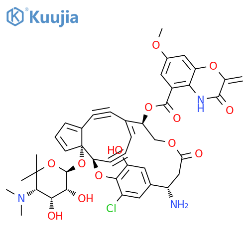 [(1R,7S,12R,13E,20R)-7-Amino-4-chloro-20-[(2S,3R,4R,5S)-5-(dimethylamino)-3,4-dihydroxy-6,6-dimethyloxan-2-yl]oxy-25-hydroxy-9-oxo-2,10-dioxatetracyclo[11.7.3.23,6.016,20]pentacosa-3(25),4,6(24),13(23),16,18-hexaen-14,21-diyn-12-yl] 7-methoxy-2-methylidene-3-oxo-4H-1,4-benzoxazine-5-carboxylate structure