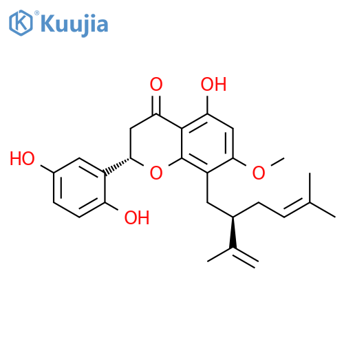 4H-1-Benzopyran-4-one,2-(2,5-dihydroxyphenyl)-2,3-dihydro-5-hydroxy-7-methoxy-8-[(2R)-5-methyl-2-(1-methylethenyl)-4-hexen-1-yl]-,(2S)- structure