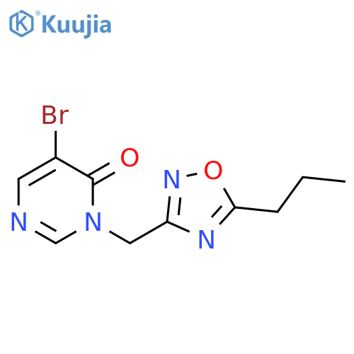 5-bromo-3-(5-propyl-1,2,4-oxadiazol-3-yl)methyl-3,4-dihydropyrimidin-4-one structure