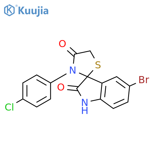 5'-bromo-3-(4-chlorophenyl)spiro[1,3-thiazolidine-2,3'-1H-indole]-2',4-dione structure