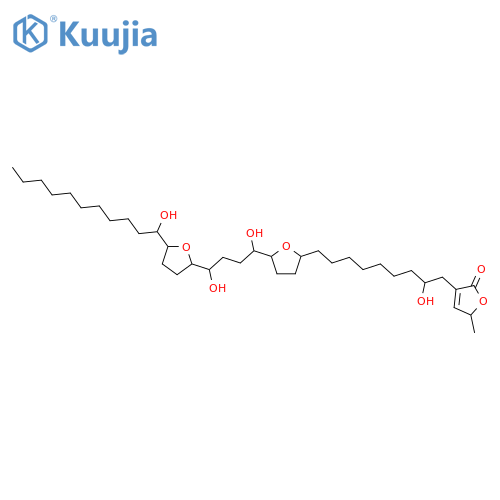 2(5H)-Furanone,3-[9-[5-[1,4-dihydroxy-4-[tetrahydro-5-(1-hydroxyundecyl)-2-furanyl]butyl]tetrahydro-2-furanyl]-2-hydroxynonyl]-5-methyl-(9CI) structure