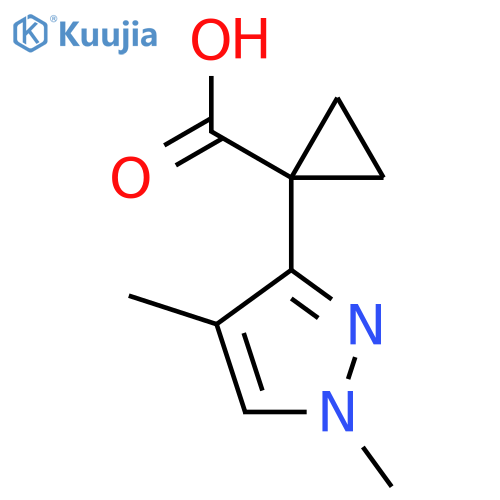 1-(1,4-dimethyl-1H-pyrazol-3-yl)cyclopropane-1-carboxylic acid structure