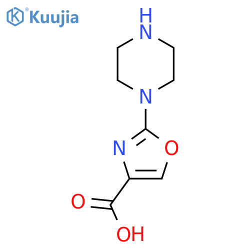 2-(Piperazin-1-yl)-1,3-oxazole-4-carboxylic acid structure