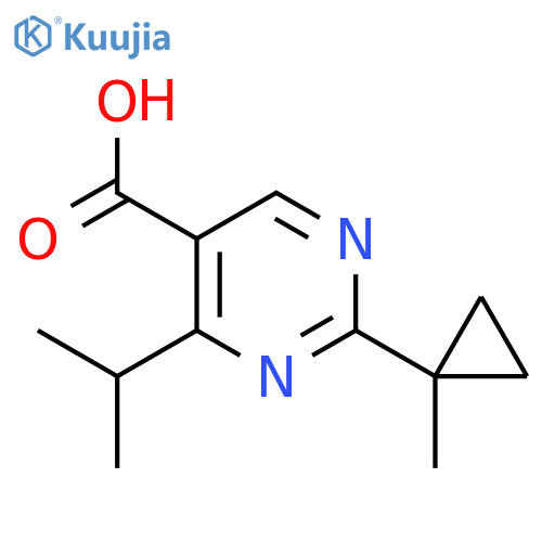 2-(1-Methylcyclopropyl)-4-propan-2-ylpyrimidine-5-carboxylic acid structure