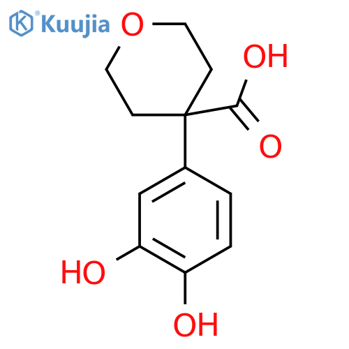 4-(3,4-dihydroxyphenyl)oxane-4-carboxylic acid structure